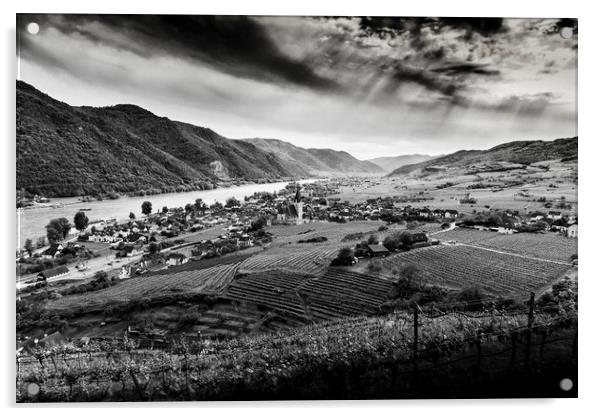  View to Weissenkirchen, Wachau valley, Lower Aust Acrylic by Sergey Fedoskin