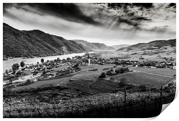  View to Weissenkirchen, Wachau valley, Lower Aust Print by Sergey Fedoskin