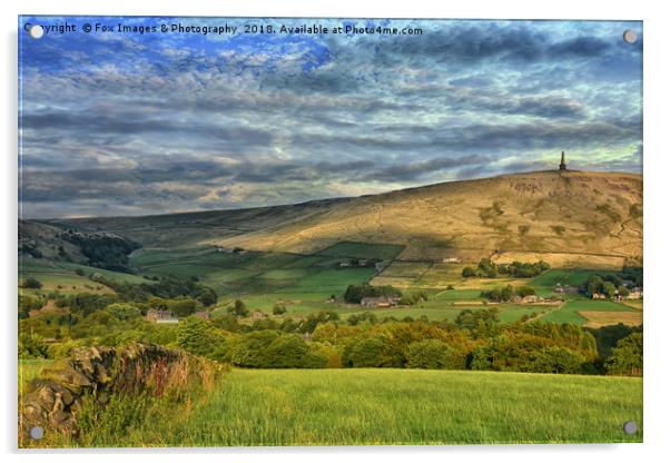 Stoodley Pike Todmorden Acrylic by Derrick Fox Lomax