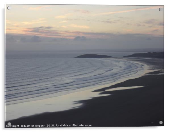 Burry Holms, Gower, Swansea Acrylic by Damien Rosser