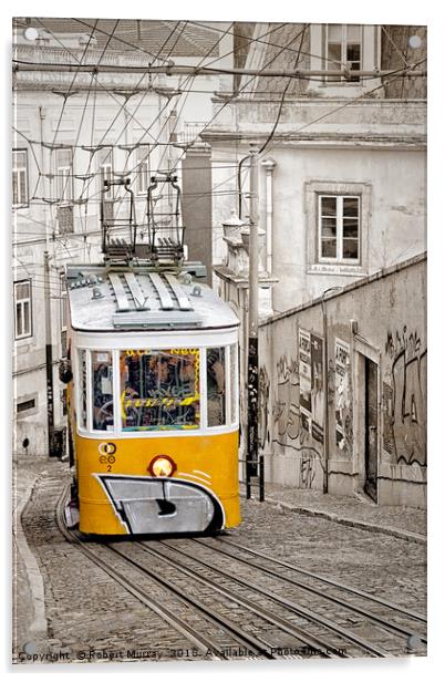 The Gloria Elevator, Lisbon. Acrylic by Robert Murray