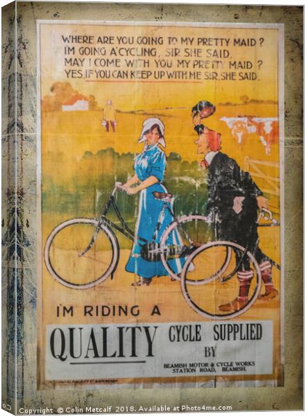 Classic Bicycle Merchant's Enamelled Sign Canvas Print by Colin Metcalf