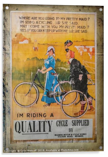 Classic Bicycle Merchant's Enamelled Sign Acrylic by Colin Metcalf