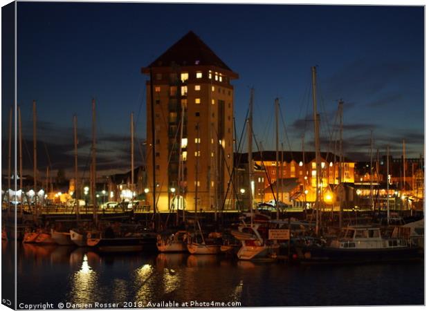 Swansea Marina from the River Tawe Canvas Print by Damien Rosser