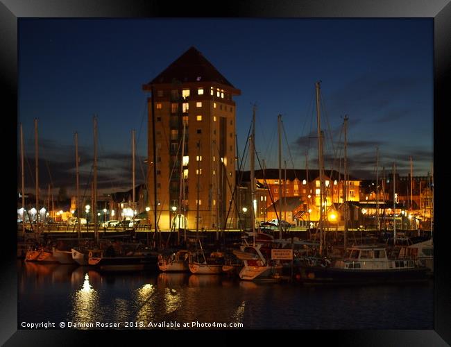 Swansea Marina from the River Tawe Framed Print by Damien Rosser