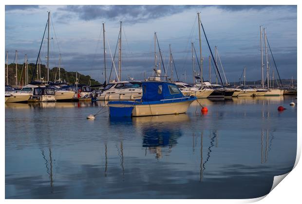 Early morning boats in harbour Print by Steve Mantell
