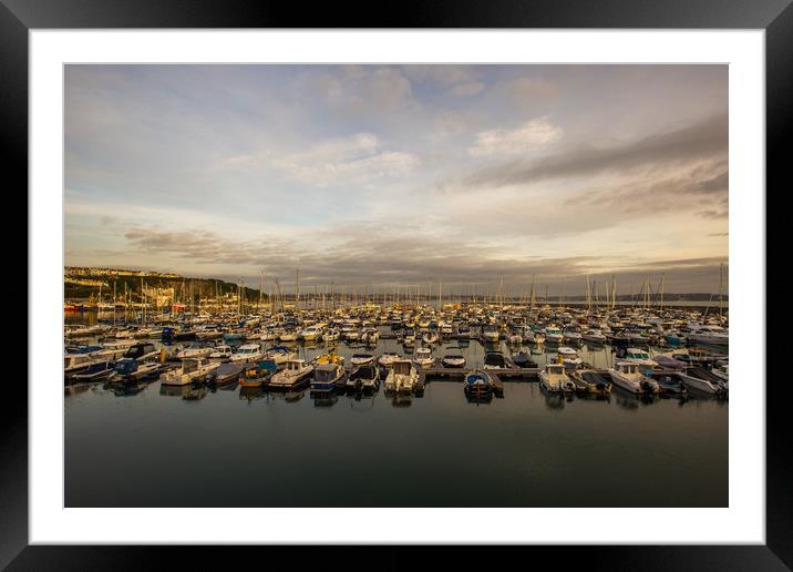 Brixham harbour boats early morning Framed Mounted Print by Steve Mantell