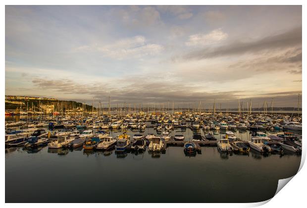 Brixham harbour boats early morning Print by Steve Mantell