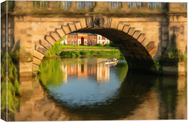 Digital art of the English Bridge in Shrewsbury Canvas Print by Steve Heap