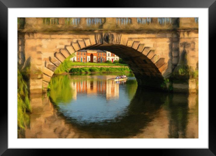 Digital art of the English Bridge in Shrewsbury Framed Mounted Print by Steve Heap