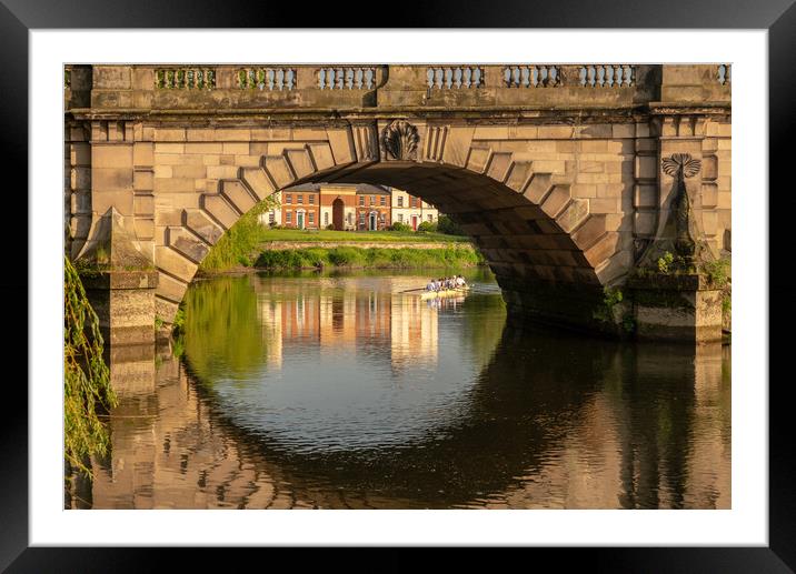 Rowers under English Bridge in Shrewsbury Framed Mounted Print by Steve Heap