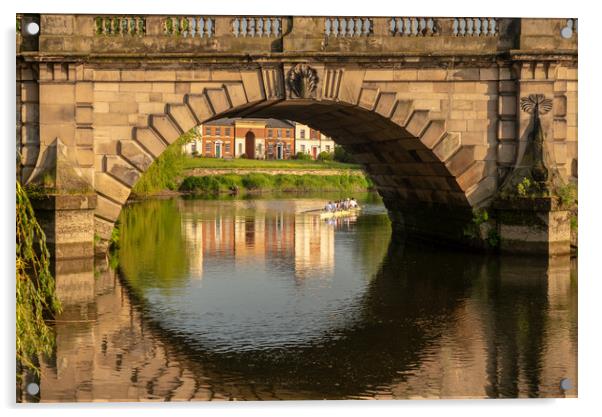 Rowers under English Bridge in Shrewsbury Acrylic by Steve Heap