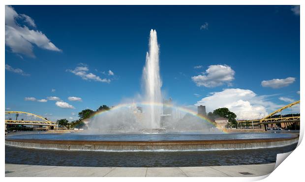 Point State Park Fountain in downtown Pittsburgh Print by Steve Heap