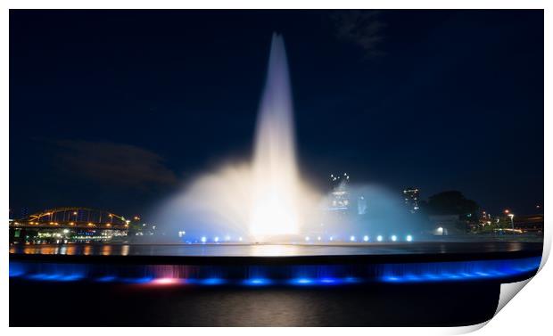Point State Park Fountain in downtown Pittsburgh a Print by Steve Heap