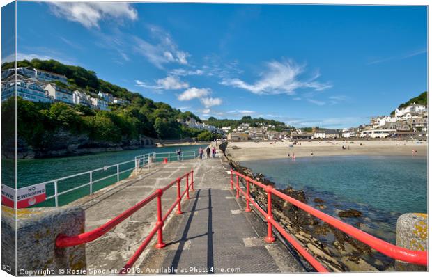 Looe viewed from the end of the Banjo Pier Canvas Print by Rosie Spooner