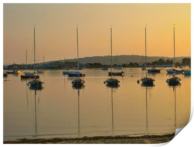 On the moorings in Bembridge Print by Carolyn Brown-Felpts