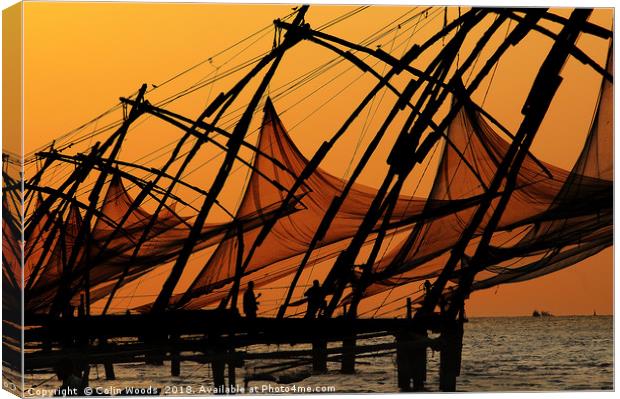 Cochin Fishing Nets Canvas Print by Colin Woods