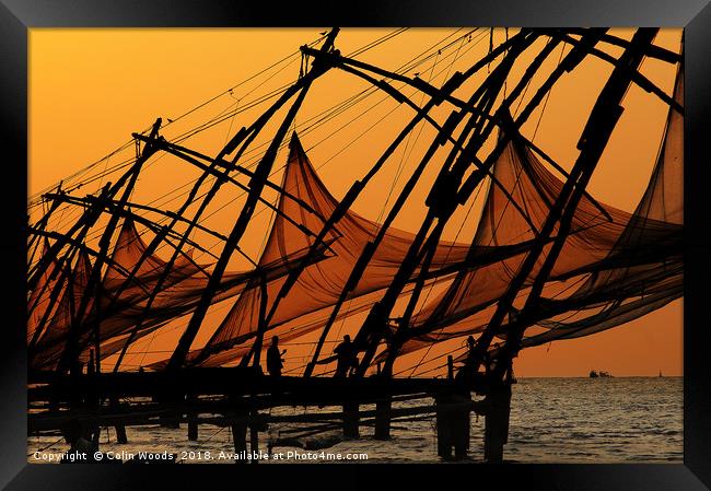 Cochin Fishing Nets Framed Print by Colin Woods