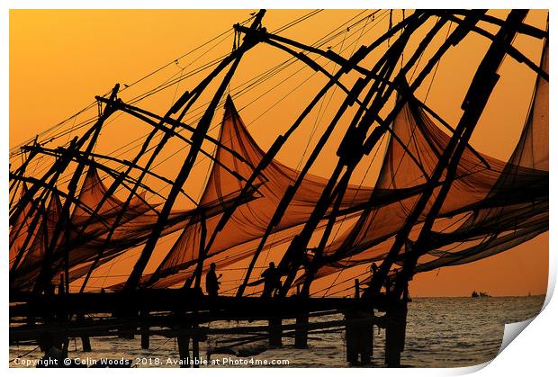 Cochin Fishing Nets Print by Colin Woods