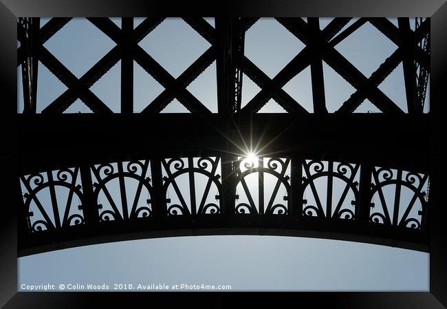 Eiffel Tower Sunstar Framed Print by Colin Woods