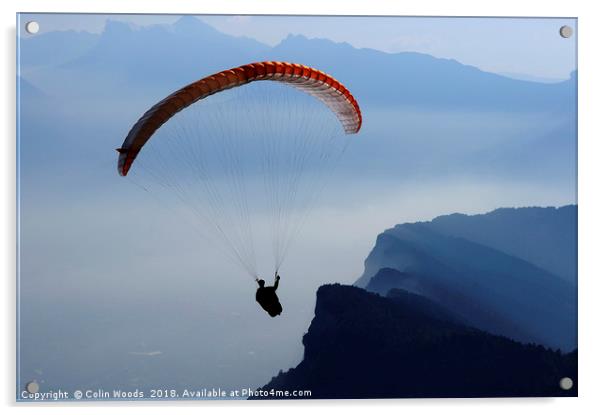 Parapente in the French Alps Acrylic by Colin Woods
