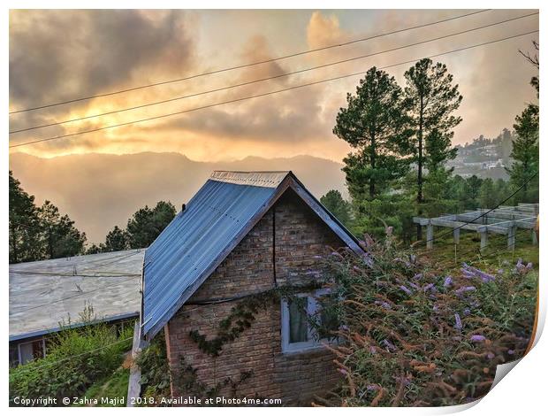View from Galis End Cottage in Pakistan Print by Zahra Majid