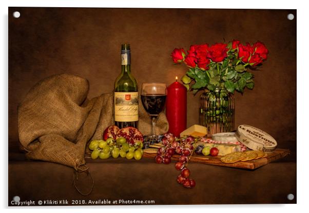 Wine and Cheese Acrylic by Angela H