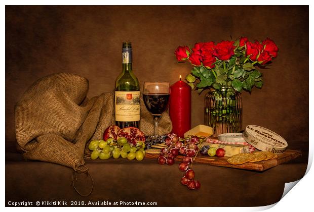 Wine and Cheese Print by Angela H