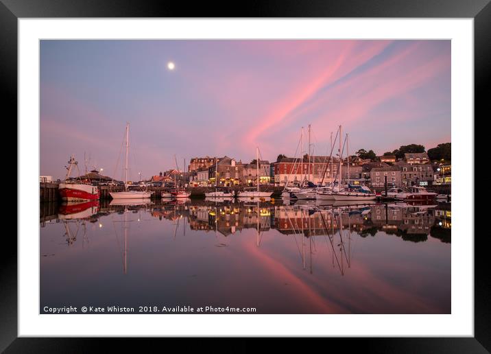 Moon Rises Padstow Framed Mounted Print by Kate Whiston