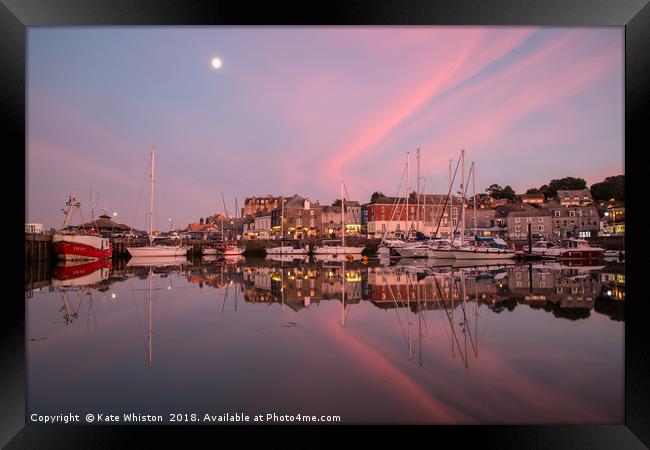Moon Rises Padstow Framed Print by Kate Whiston