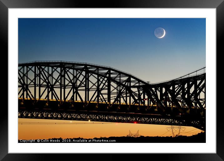 A new moon with earthshine with the Pont du Quebec Framed Mounted Print by Colin Woods