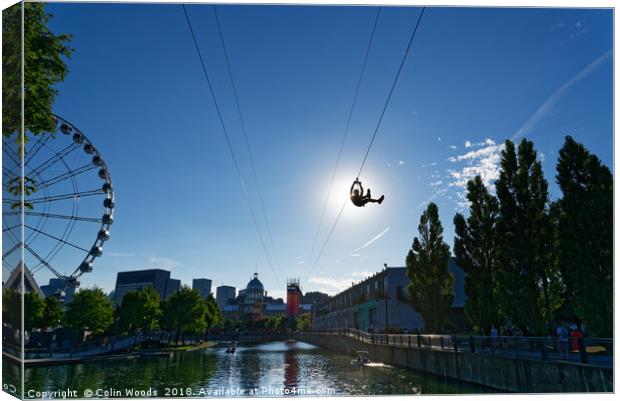 Montreal Zipline Canvas Print by Colin Woods