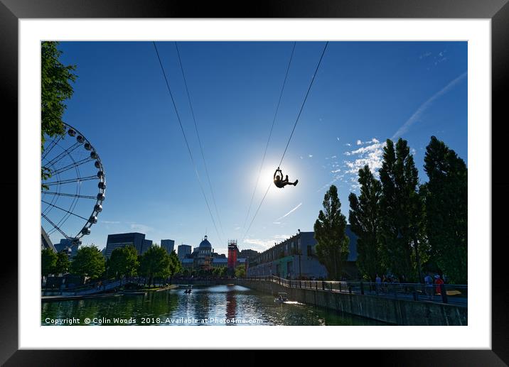 Montreal Zipline Framed Mounted Print by Colin Woods