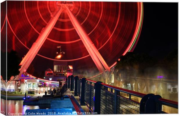 Montreal Big Wheel at Night Canvas Print by Colin Woods