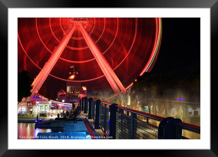 Montreal Big Wheel at Night Framed Mounted Print by Colin Woods