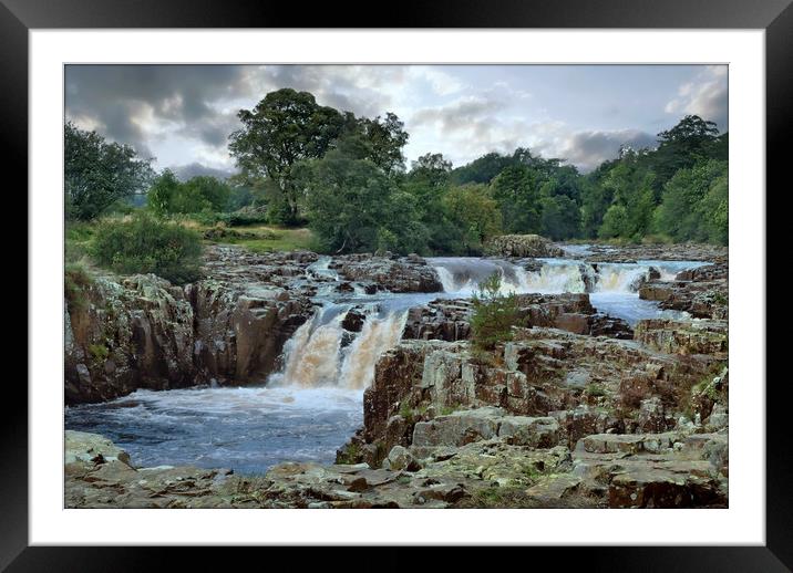 Storm brewing at Low Force waterfalls Framed Mounted Print by ROS RIDLEY