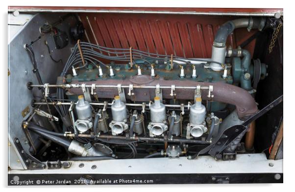 Engine Compartment of a 1935 8-cylinder Railton Sp Acrylic by Peter Jordan