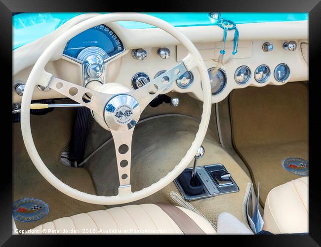 Cockpit of a 1962 Chevrolet Corvette Spyder Americ Framed Print by Peter Jordan