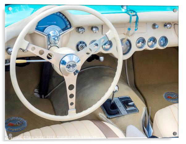 Cockpit of a 1962 Chevrolet Corvette Spyder Americ Acrylic by Peter Jordan