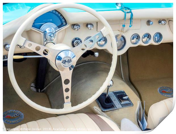 Cockpit of a 1962 Chevrolet Corvette Spyder Americ Print by Peter Jordan