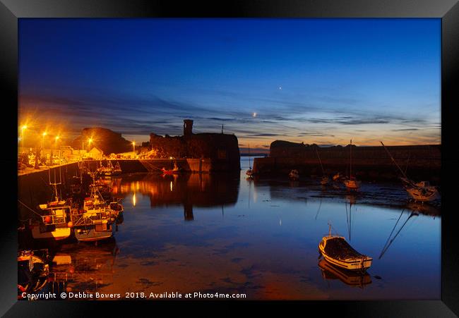 Dunbar harbour at night  Framed Print by Lady Debra Bowers L.R.P.S
