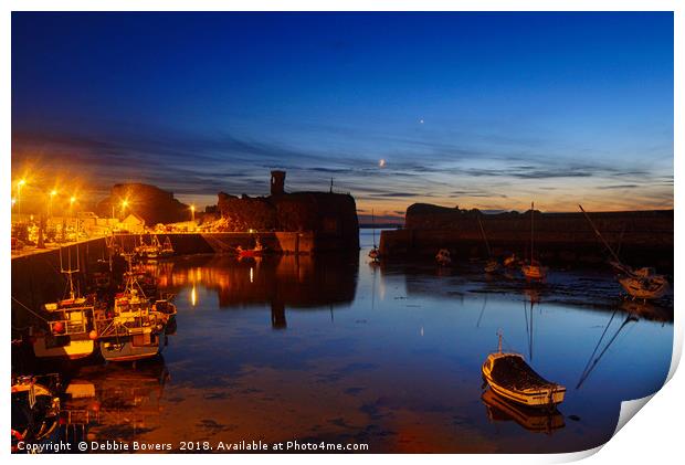 Dunbar harbour at night  Print by Lady Debra Bowers L.R.P.S