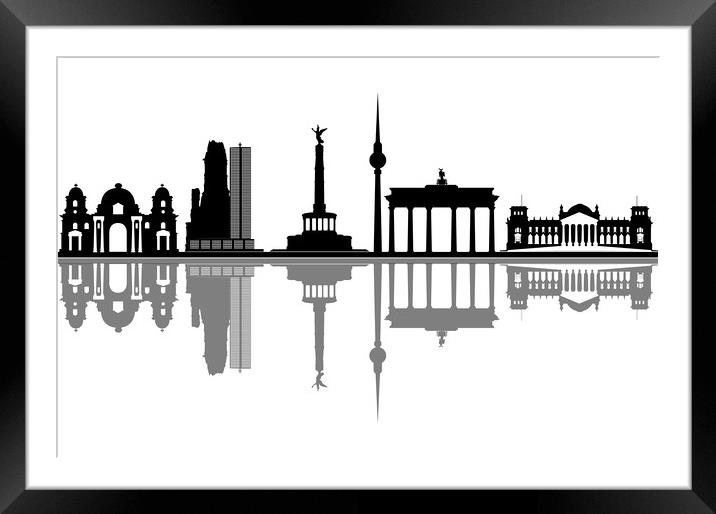 Berlin city skyline Framed Mounted Print by Chris Willemsen