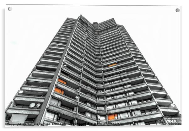 Monochrome skyscraper building Acrylic by Daniela Simona Temneanu