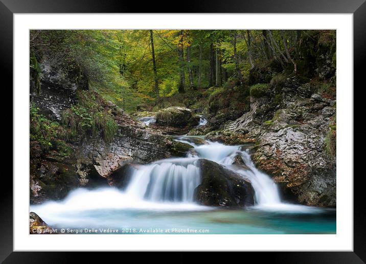 the Arzino stream Walerfall Framed Mounted Print by Sergio Delle Vedove