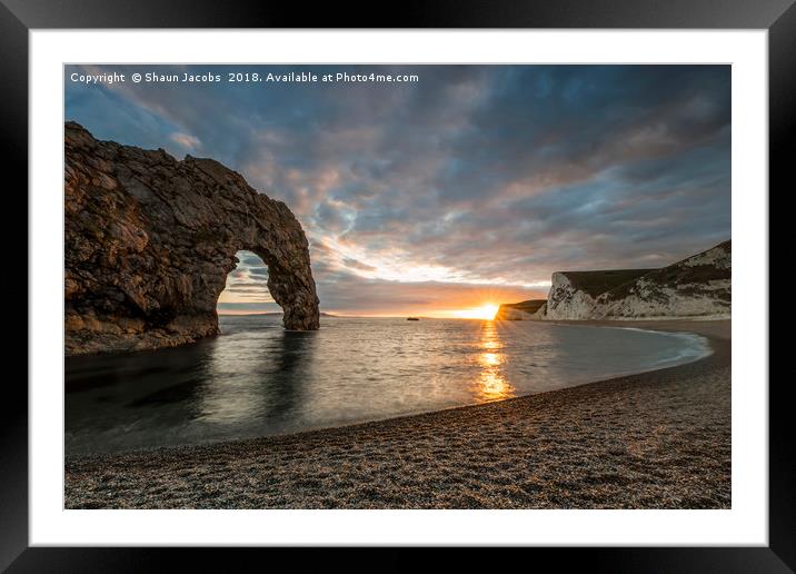 Durdle Door sunset  Framed Mounted Print by Shaun Jacobs