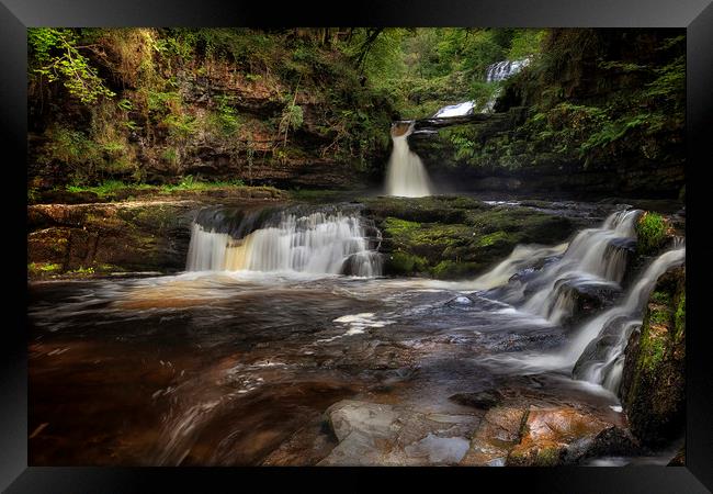 Waterfall country South Wales Framed Print by Leighton Collins