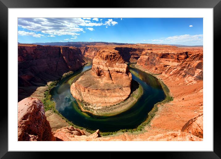 Horseshoe Bend on the Colorado River during summer Framed Mounted Print by Thomas Baker