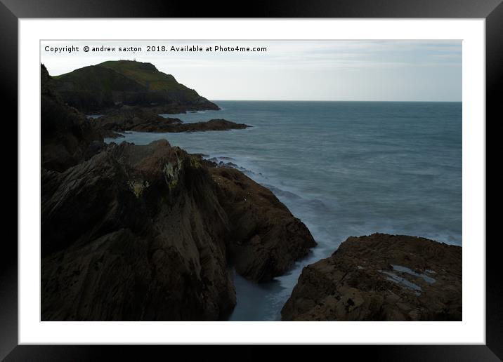 ROCKS OF ILFRACOMBE Framed Mounted Print by andrew saxton