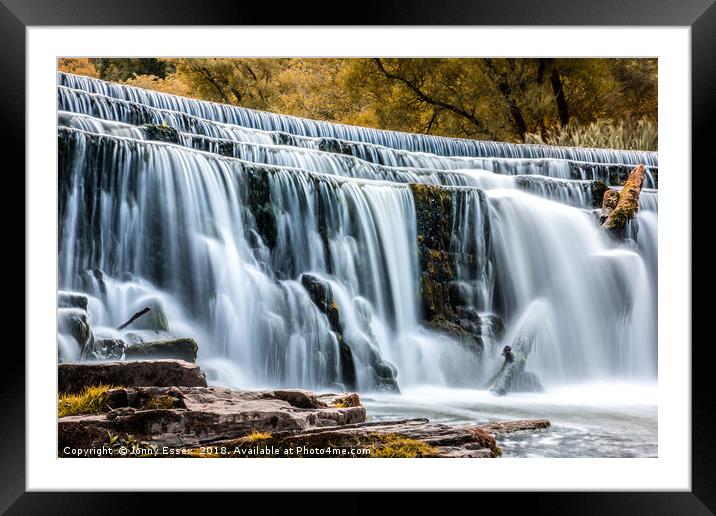 Long exposure of a waterfall, Peak District No1 Framed Mounted Print by Jonny Essex
